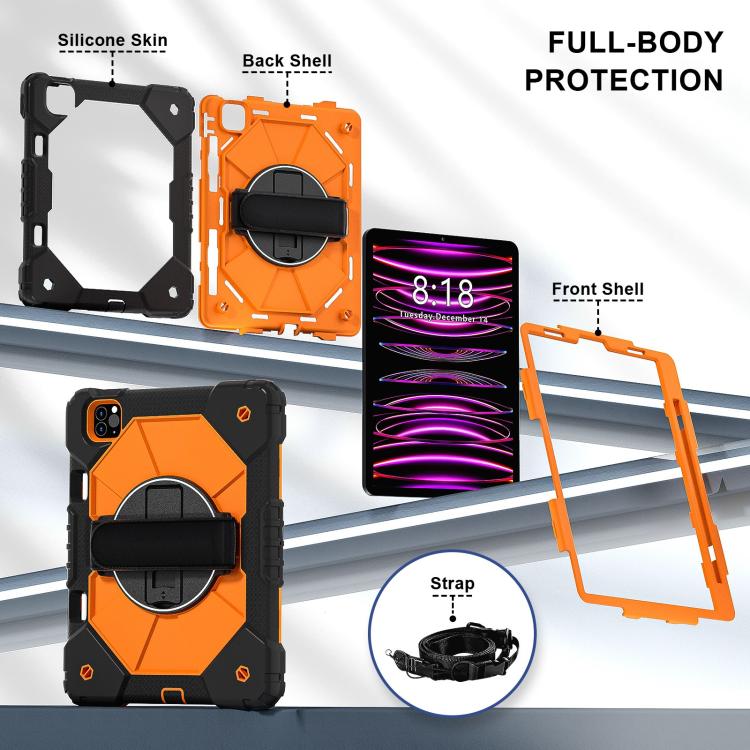 For iPad Air 5 / 4 / Pro 11 Contrast Color Robot Silicone Hybrid PC Tablet Case(Black Orange) - iPad Pro 11 (2022/2021) Cases by buy2fix | Online Shopping UK | buy2fix