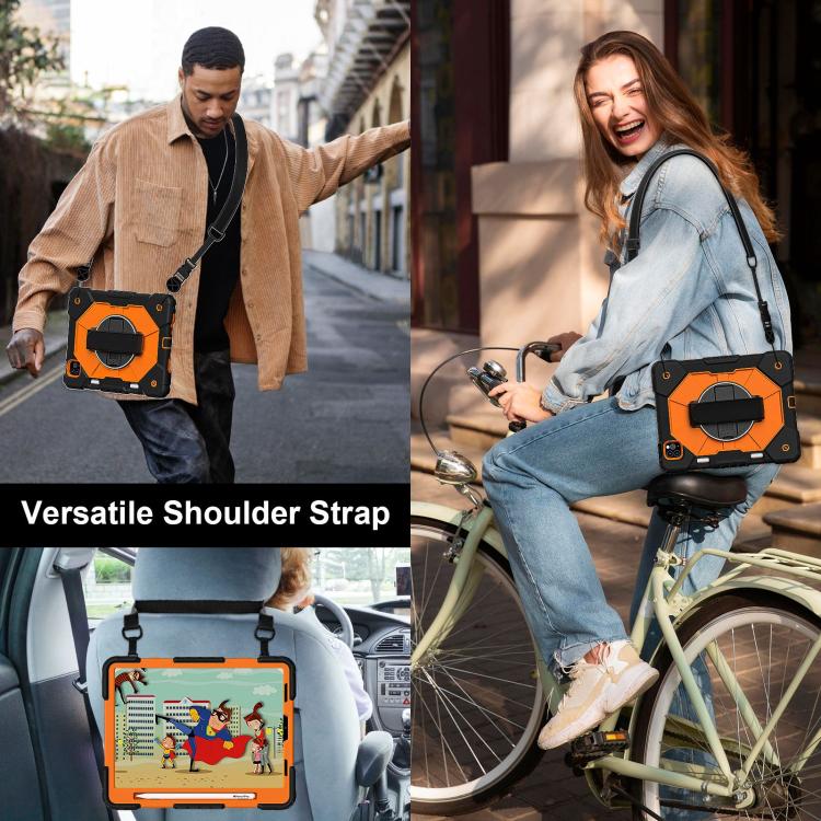 For iPad Air 5 / 4 / Pro 11 Contrast Color Robot Silicone Hybrid PC Tablet Case(Black Orange) - iPad Pro 11 (2022/2021) Cases by buy2fix | Online Shopping UK | buy2fix