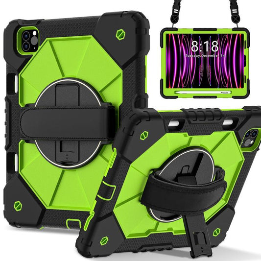 For iPad Air 5 / 4 / Pro 11 Contrast Color Robot Silicone Hybrid PC Tablet Case(Black Yellow Green) - iPad Pro 11 (2022/2021) Cases by buy2fix | Online Shopping UK | buy2fix