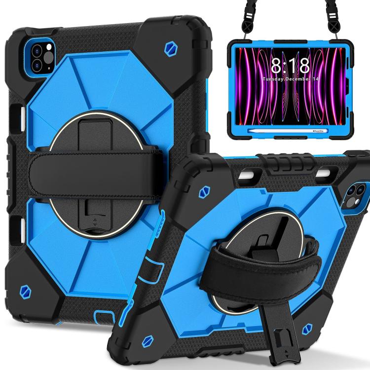 For iPad Air 5 / 4 / Pro 11 Contrast Color Robot Silicone Hybrid PC Tablet Case(Black Blue) - iPad Pro 11 (2022/2021) Cases by buy2fix | Online Shopping UK | buy2fix