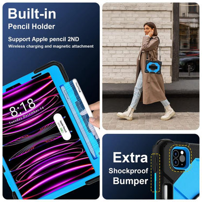 For iPad Air 5 / 4 / Pro 11 Contrast Color Robot Silicone Hybrid PC Tablet Case(Black Blue) - iPad Pro 11 (2022/2021) Cases by buy2fix | Online Shopping UK | buy2fix