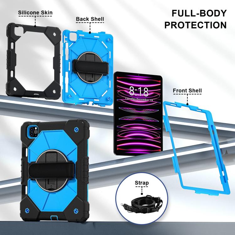 For iPad Air 5 / 4 / Pro 11 Contrast Color Robot Silicone Hybrid PC Tablet Case(Black Blue) - iPad Pro 11 (2022/2021) Cases by buy2fix | Online Shopping UK | buy2fix