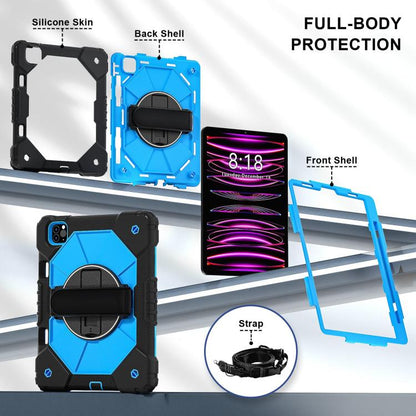 For iPad Air 5 / 4 / Pro 11 Contrast Color Robot Silicone Hybrid PC Tablet Case(Black Blue) - iPad Pro 11 (2022/2021) Cases by buy2fix | Online Shopping UK | buy2fix
