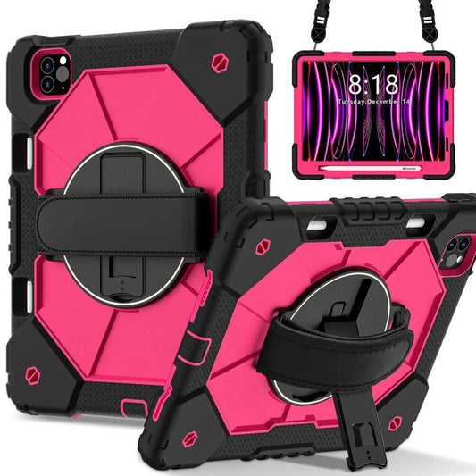 For iPad Air 5 / 4 / Pro 11 Contrast Color Robot Silicone Hybrid PC Tablet Case(Black Rose Red) - iPad Pro 11 (2022/2021) Cases by buy2fix | Online Shopping UK | buy2fix