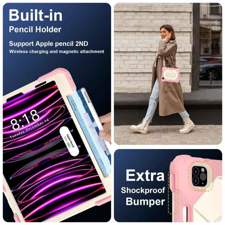 For iPad Air 5 / 4 / Pro 11 Contrast Color Robot Silicone Hybrid PC Tablet Case(Rose Gold Beige) - iPad Pro 11 (2022/2021) Cases by buy2fix | Online Shopping UK | buy2fix