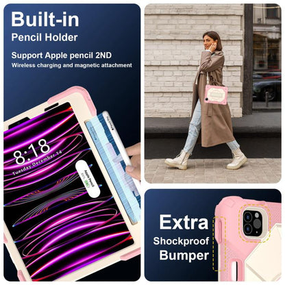 For iPad Air 5 / 4 / Pro 11 Contrast Color Robot Silicone Hybrid PC Tablet Case(Rose Gold Beige) - iPad Pro 11 (2022/2021) Cases by buy2fix | Online Shopping UK | buy2fix