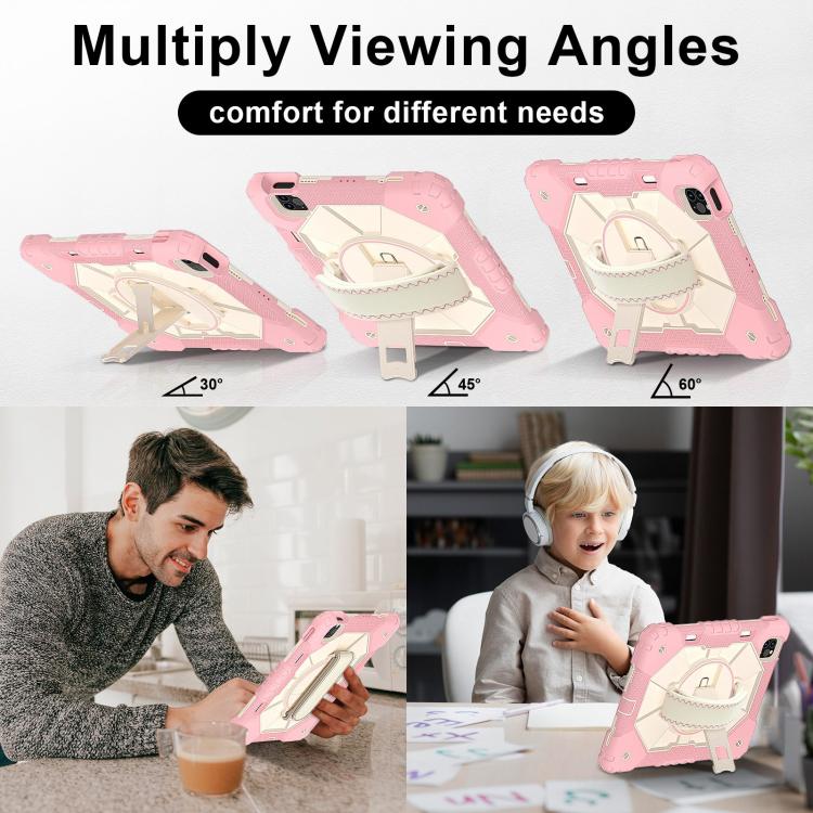 For iPad Air 5 / 4 / Pro 11 Contrast Color Robot Silicone Hybrid PC Tablet Case(Rose Gold Beige) - iPad Pro 11 (2022/2021) Cases by buy2fix | Online Shopping UK | buy2fix