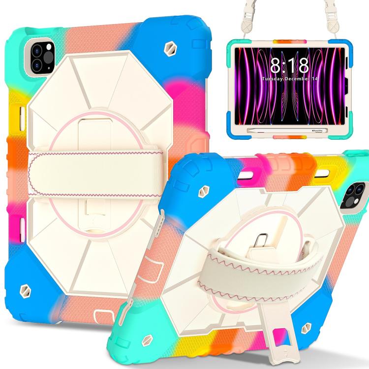 For iPad Air 5 / 4 / Pro 11 Contrast Color Robot Silicone Hybrid PC Tablet Case(Colorful Blue) - iPad Pro 11 (2022/2021) Cases by buy2fix | Online Shopping UK | buy2fix