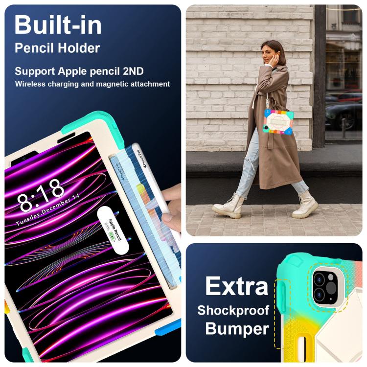 For iPad Air 5 / 4 / Pro 11 Contrast Color Robot Silicone Hybrid PC Tablet Case(Colorful Blue) - iPad Pro 11 (2022/2021) Cases by buy2fix | Online Shopping UK | buy2fix
