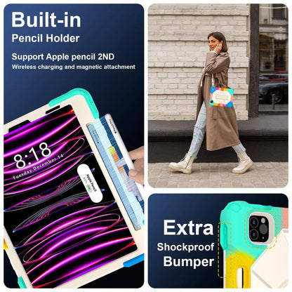 For iPad Air 5 / 4 / Pro 11 Contrast Color Robot Silicone Hybrid PC Tablet Case(Colorful Blue) - iPad Pro 11 (2022/2021) Cases by buy2fix | Online Shopping UK | buy2fix