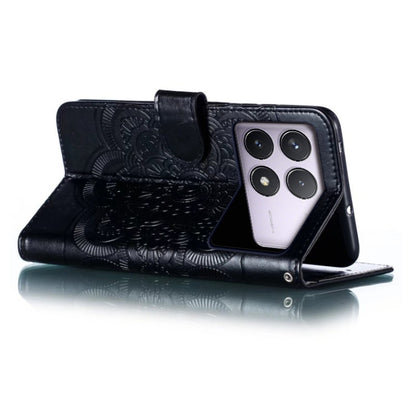 For Xiaomi Redmi K70 Sun Mandala Embossing Pattern Phone Leather Case(Black) - Xiaomi Cases by buy2fix | Online Shopping UK | buy2fix