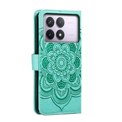 For Xiaomi Redmi K70 Sun Mandala Embossing Pattern Phone Leather Case(Green) - Xiaomi Cases by buy2fix | Online Shopping UK | buy2fix