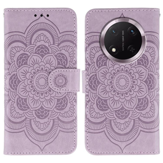 For Honor Magic7 Lite Sun Mandala Embossing Pattern Phone Leather Case(Purple)