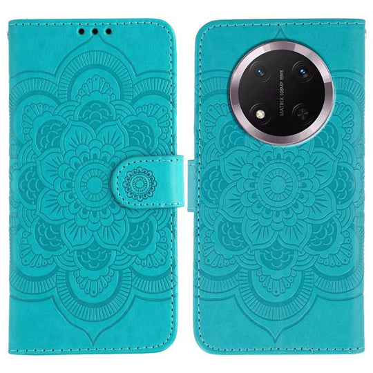For Honor Magic7 Lite Sun Mandala Embossing Pattern Phone Leather Case(Blue)