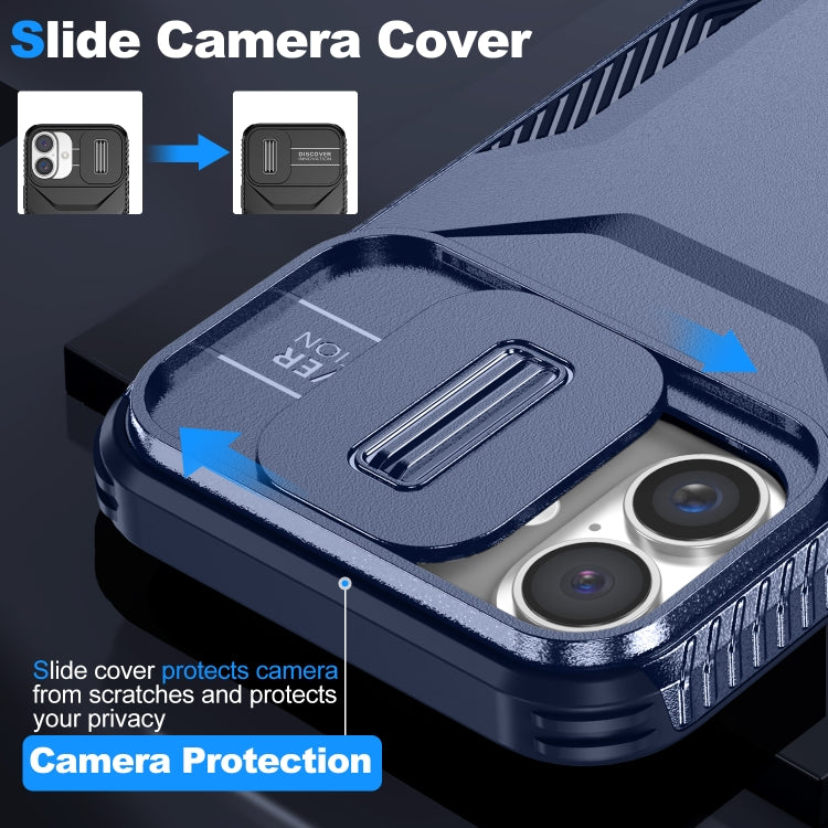 For iPhone 16 Sliding Camshield Phone Case(Blue) by buy2fix