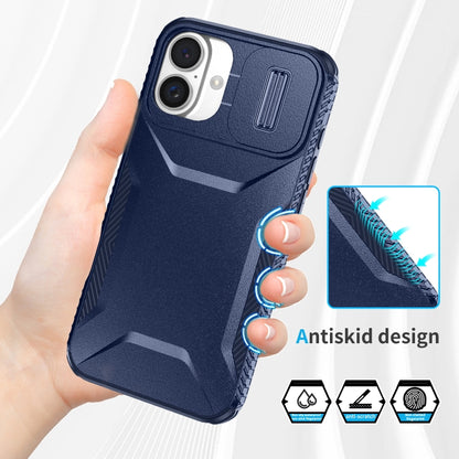 For iPhone 16 Sliding Camshield Phone Case(Blue) by buy2fix