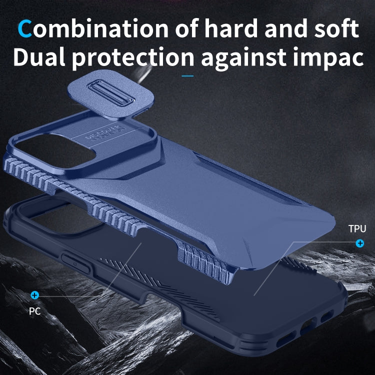 For iPhone 16 Sliding Camshield Phone Case(Blue) by buy2fix