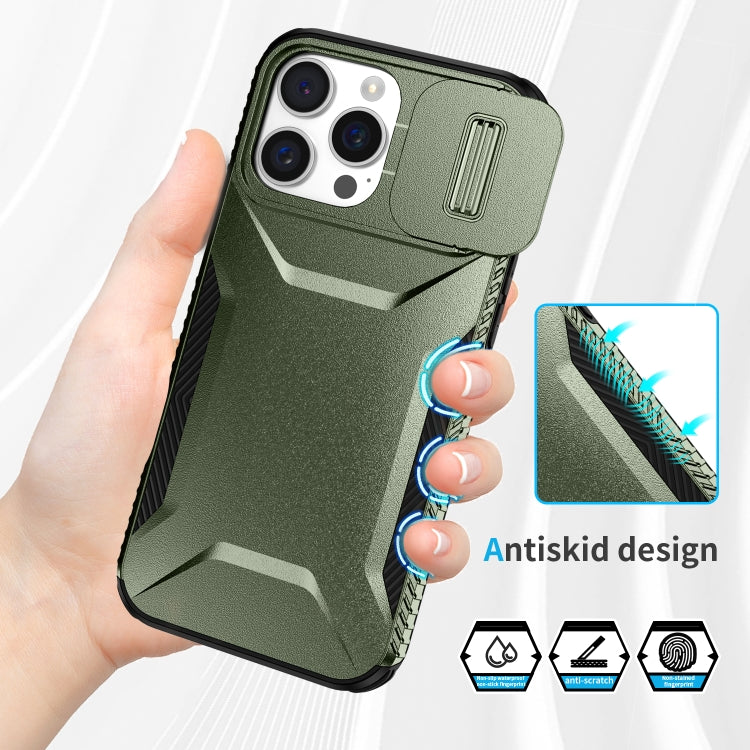 For iPhone 16 Pro Max Sliding Camshield Phone Case(Alpine Green) by buy2fix