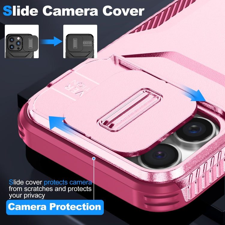 For iPhone 16 Pro Max Sliding Camshield Phone Case(Pink + Rose Red) by buy2fix