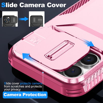 For iPhone 16 Pro Max Sliding Camshield Phone Case(Pink + Rose Red) by buy2fix