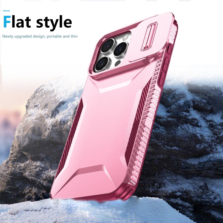 For iPhone 16 Pro Max Sliding Camshield Phone Case(Pink + Rose Red) by buy2fix