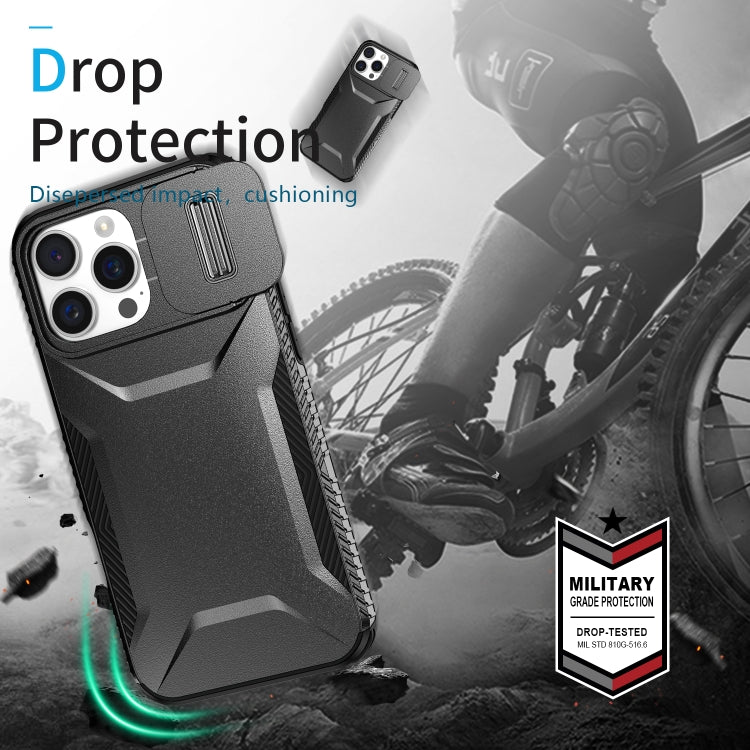 For iPhone 16 Pro Max Sliding Camshield Phone Case(Black) by buy2fix