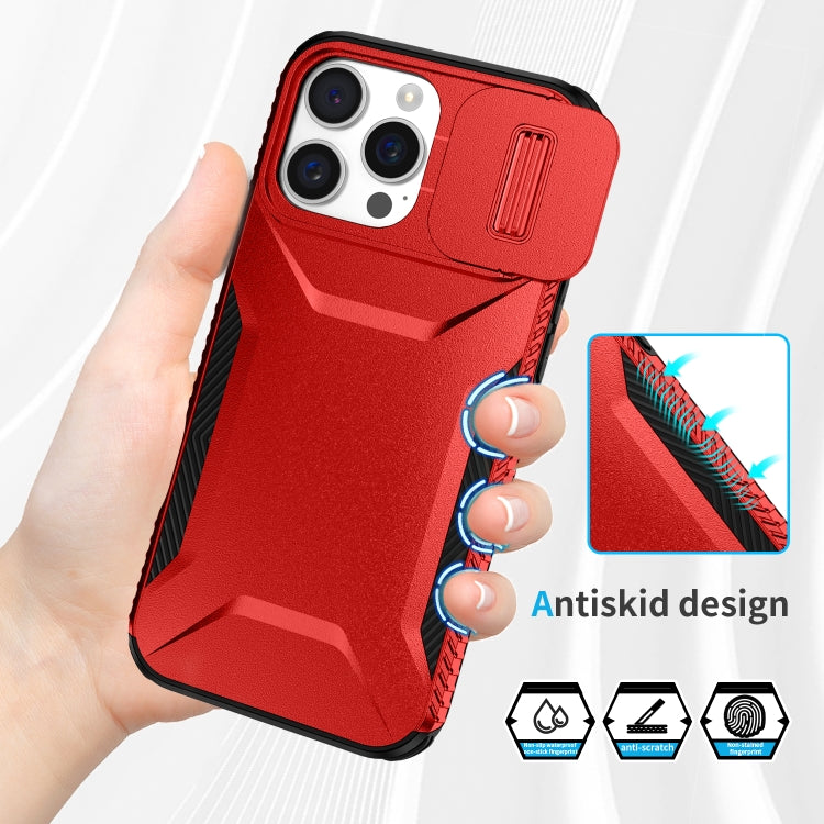 For iPhone 16 Pro Max Sliding Camshield Phone Case(Red) by buy2fix