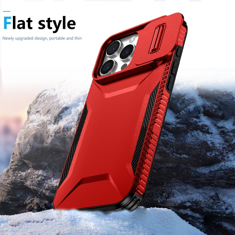 For iPhone 16 Pro Max Sliding Camshield Phone Case(Red) by buy2fix