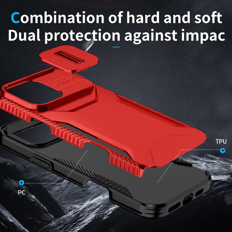 For iPhone 16 Pro Max Sliding Camshield Phone Case(Red) by buy2fix