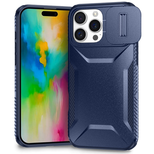 For iPhone 16 Pro Max Sliding Camshield Phone Case(Blue) by buy2fix
