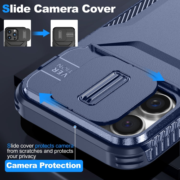For iPhone 16 Pro Max Sliding Camshield Phone Case(Blue) by buy2fix