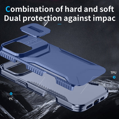 For iPhone 16 Pro Max Sliding Camshield Phone Case(Blue) by buy2fix