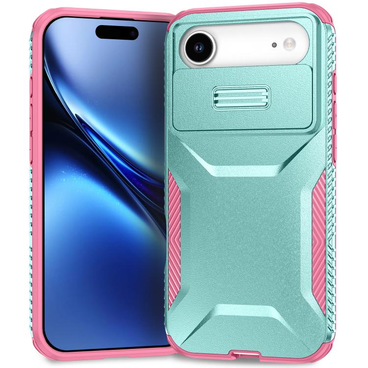 For iPhone Air Sliding Camshield Phone Case(Pink + Grey Green) - iPhone Air Cases by buy2fix | Online Shopping UK | buy2fix