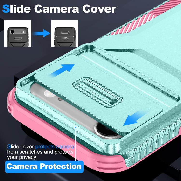 For iPhone Air Sliding Camshield Phone Case(Pink + Grey Green) - iPhone Air Cases by buy2fix | Online Shopping UK | buy2fix