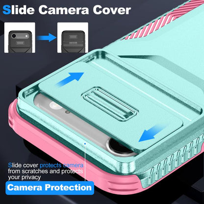 For iPhone Air Sliding Camshield Phone Case(Pink + Grey Green) - iPhone Air Cases by buy2fix | Online Shopping UK | buy2fix