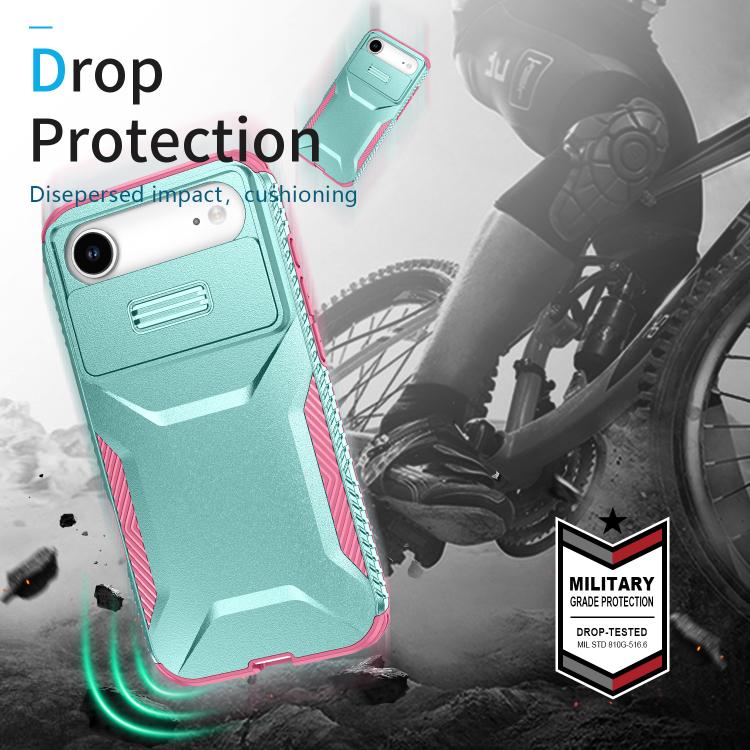 For iPhone Air Sliding Camshield Phone Case(Pink + Grey Green) - iPhone Air Cases by buy2fix | Online Shopping UK | buy2fix