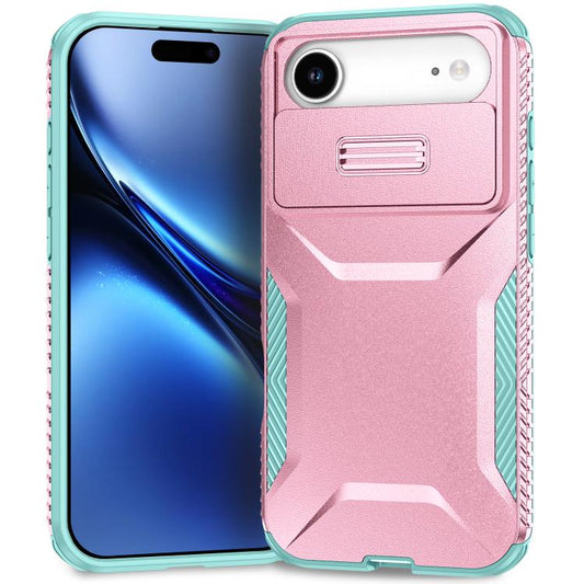 For iPhone Air Sliding Camshield Phone Case(Grey Green + Pink) - iPhone Air Cases by buy2fix | Online Shopping UK | buy2fix