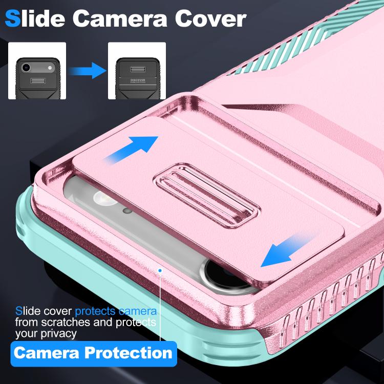 For iPhone Air Sliding Camshield Phone Case(Grey Green + Pink) - iPhone Air Cases by buy2fix | Online Shopping UK | buy2fix