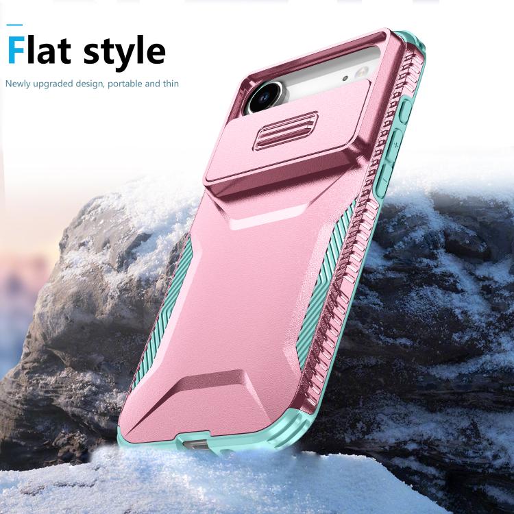 For iPhone Air Sliding Camshield Phone Case(Grey Green + Pink) - iPhone Air Cases by buy2fix | Online Shopping UK | buy2fix