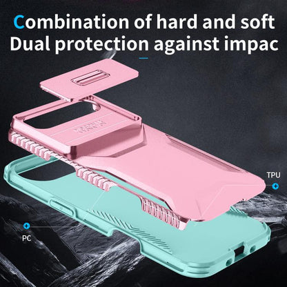 For iPhone Air Sliding Camshield Phone Case(Grey Green + Pink) - iPhone Air Cases by buy2fix | Online Shopping UK | buy2fix