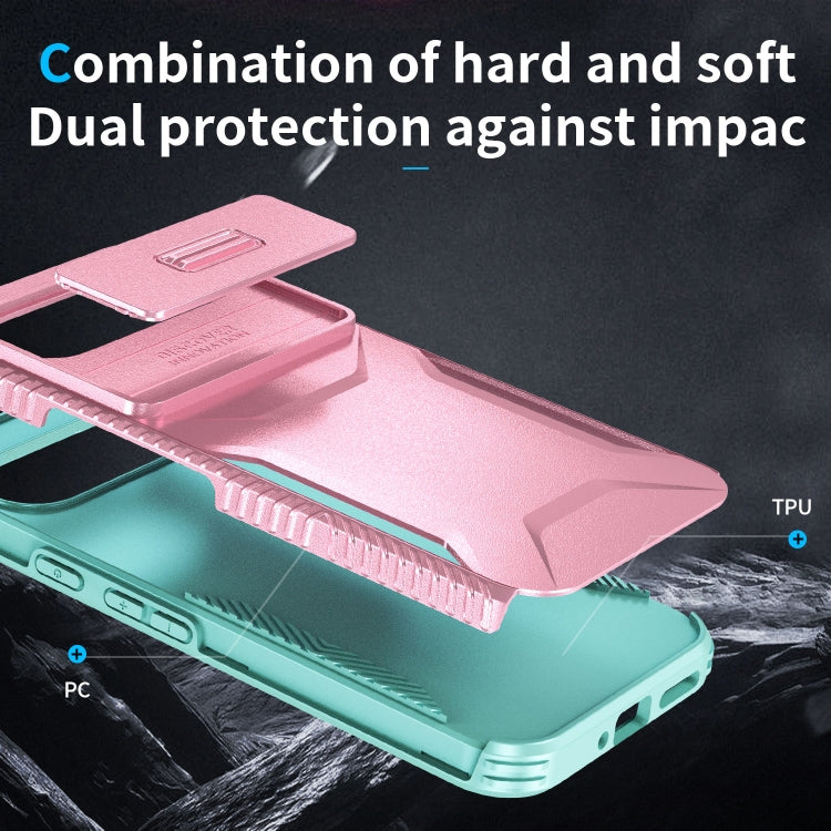 For Google Pixel 10 Pro XL / 9 Pro XL Sliding Camshield Phone Case(Pink + Grey Green) by buy2fix