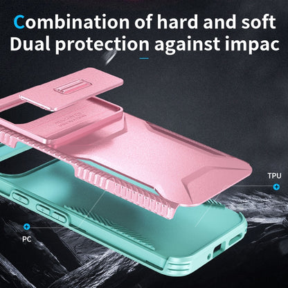For Google Pixel 10 Pro XL / 9 Pro XL Sliding Camshield Phone Case(Pink + Grey Green) by buy2fix