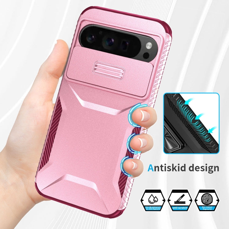For Google Pixel 10 Pro XL / 9 Pro XL Sliding Camshield Phone Case(Pink + Rose Red) by buy2fix