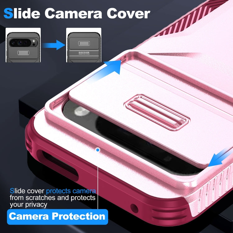 For Google Pixel 10 Pro XL / 9 Pro XL Sliding Camshield Phone Case(Pink + Rose Red) by buy2fix
