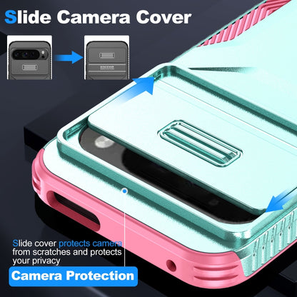 For Google Pixel 10 Pro XL / 9 Pro XL Sliding Camshield Phone Case(Grey Green + Pink) by buy2fix