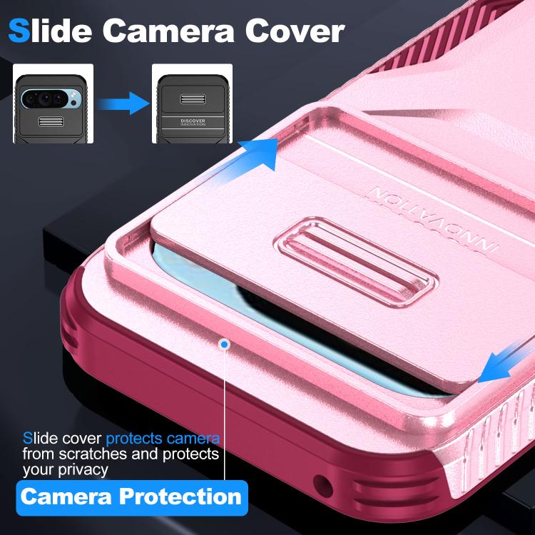 For Google Pixel 10 Pro / 10 / 9 Pro Sliding Camshield Phone Case(Pink + Rose Red) - Google Cases by buy2fix | Online Shopping UK | buy2fix