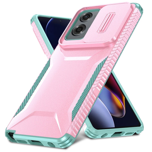 For Motorola Moto G Stylus 5G 2024 Sliding Camshield Phone Case(Pink + Grey Green) by buy2fix