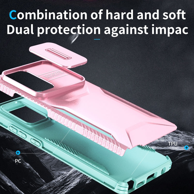 For Motorola Moto G Stylus 5G 2024 Sliding Camshield Phone Case(Pink + Grey Green) by buy2fix