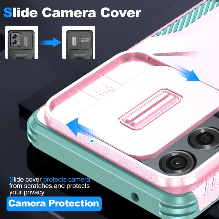 For Motorola Moto G Stylus 5G 2024 Sliding Camshield Phone Case(Pink + Grey Green) by buy2fix