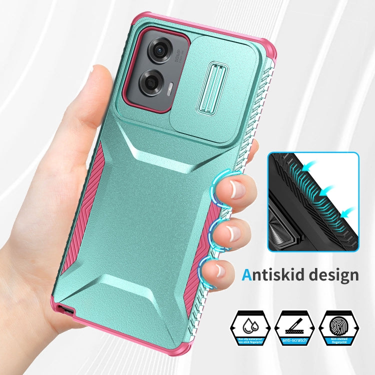 For Motorola Moto G Stylus 5G 2024 Sliding Camshield Phone Case(Grey Green + Pink) by buy2fix